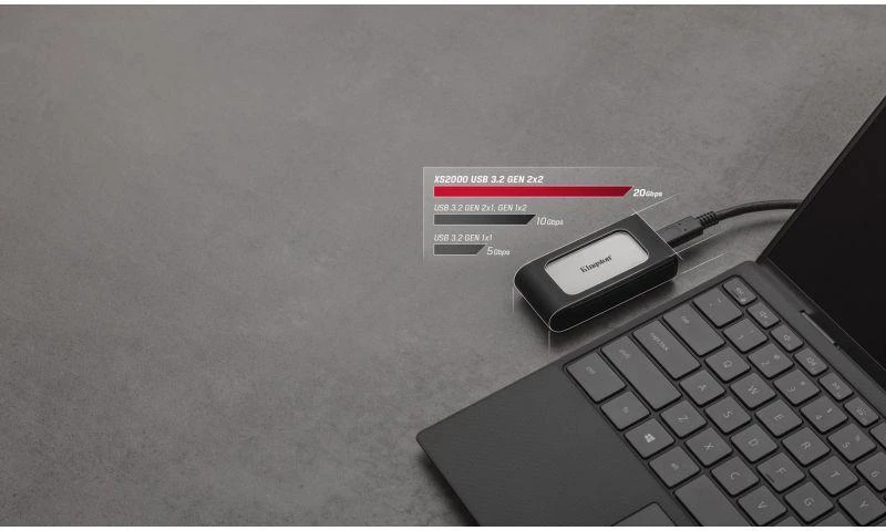 Išorinis kietasis diskas SSD Kingston XS2000 (1TB; USB 3.2; Sidabrinė; SXS2000/1000G)