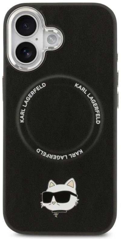 Karl Lagerfeld Choupette Pin MagSafe dėklas iPhone 17 telefonui, juodas