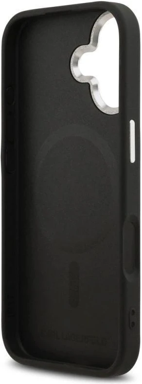 Karl Lagerfeld Choupette Pin MagSafe dėklas iPhone 17 telefonui, juodas