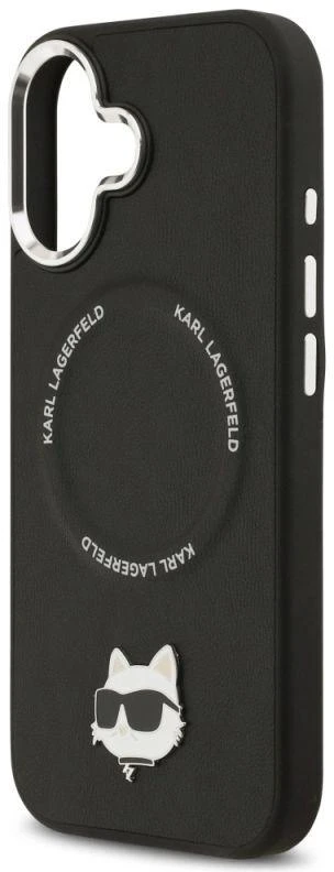 Karl Lagerfeld Choupette Pin MagSafe dėklas iPhone 17 telefonui, juodas