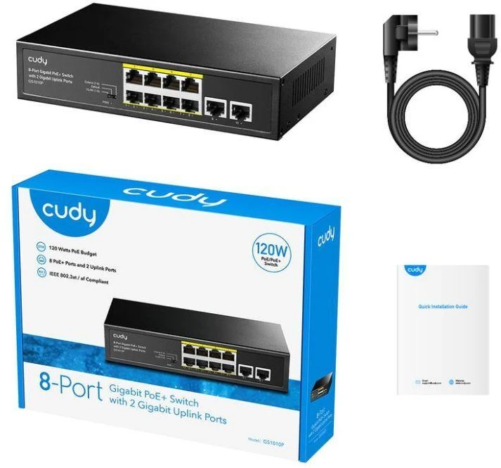 Šakotuvas 8 prievadų komutatorius CUDY GS1010P
