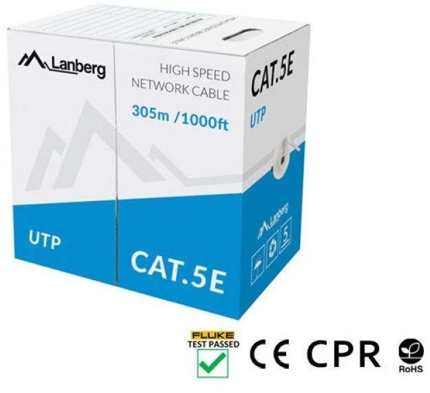 LANBERG LCU5-11CU-0305-S UTP solid cable CU cat. 5e 305m pilka