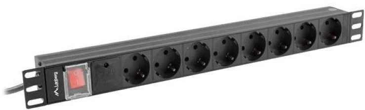 LANBERG PDU 19inch 1U 16A 8x Shuko 2m juodas