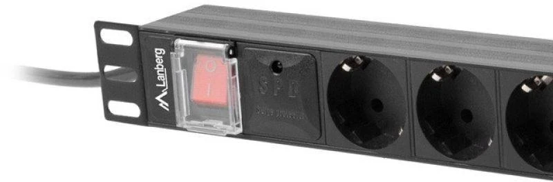 LANBERG PDU 19inch 1U 16A 8x Shuko 2m juodas