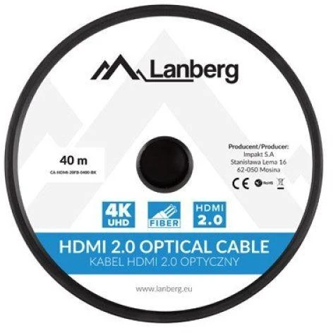 LANBERG HDMI v2.0 M/M laidas 30m optinis AOC juodas