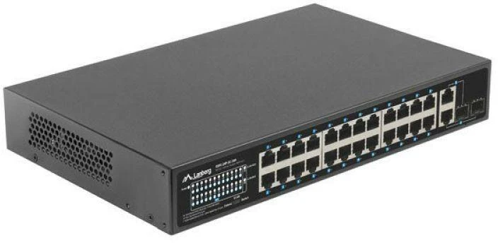 Šakotuvas LANBERG Switch Rack 19 colių RSFE-24P-2C-360 24x 100Mb PoE+ 2x Combo Gigabit 360W