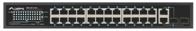 Šakotuvas LANBERG Switch Rack 19 colių RSFE-24P-2C-360 24x 100Mb PoE+ 2x Combo Gigabit 360W