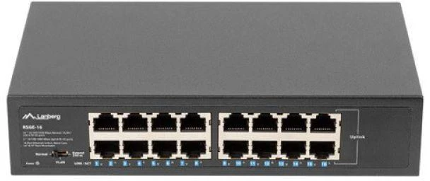 Ausinės LANBERG JUNGIKLIS RSGE-16 RACK 10"/19" (16 PRIEVADŲ, 1GB)