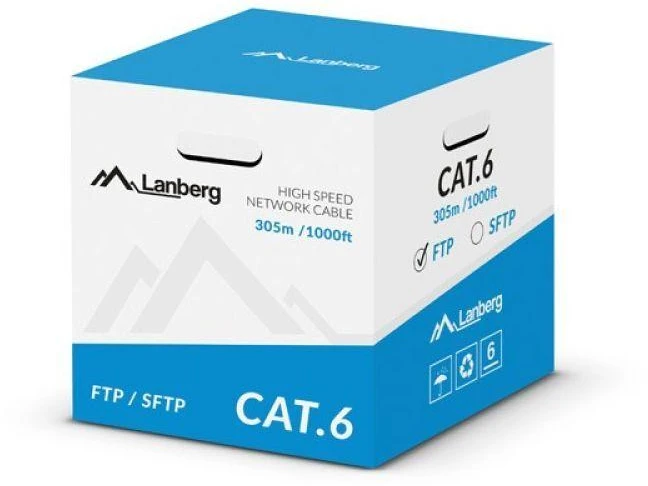 LANBERG LCS6-11CU-0305-S Lanberg SFTP vijos kabelis CU, kat. 6, 305m, pilka