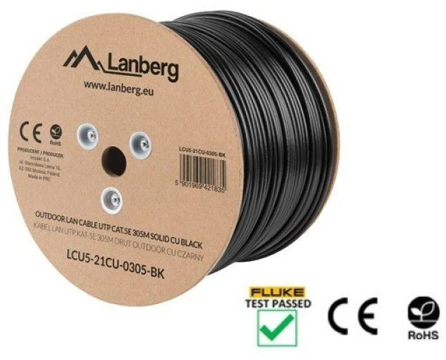 LANBERG LCU5-21CU-0305-BK UTP vijos kabelis CU OUTDOOR kat. 5e 305m Judas
