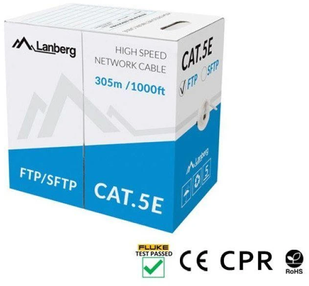 LANBERG LCU6-11CU-0305-S Lanberg UTP vijos kabelis CU, kat. 6, 305m, pilka