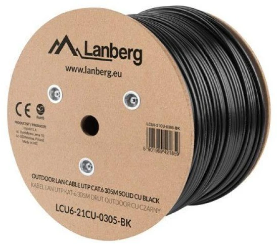 LANBERG LCU6-21CU-0305-BK UTP suvytas kabelis CU OUTDOOR kat. 6 305 m Judas