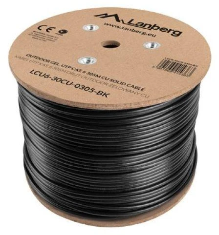 Lanberg UTP solid gel. cable, CU, cat. 6, 305m, Juodas