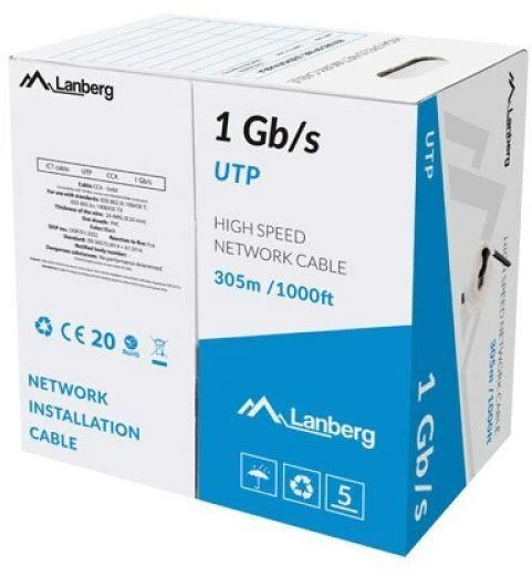 LANBERG Lan Cable UTP 1Gb/s 305m solid CCA Juodas