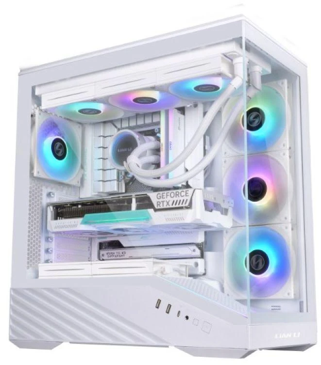 Lian Li Vector V100 PC-kompiuterio korpusas, Midi-Tower, ATX, RGB, Tempered Glass – baltos spalvos