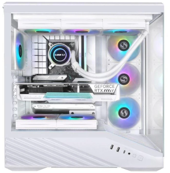 Lian Li Vector V100 PC-kompiuterio korpusas, Midi-Tower, ATX, RGB, Tempered Glass – baltos spalvos