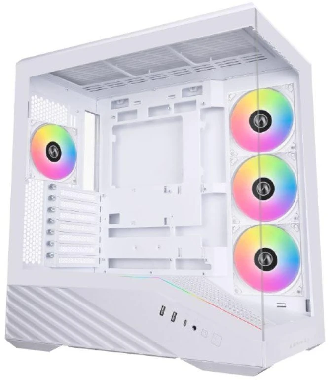 Lian Li Vector V100 PC-kompiuterio korpusas, Midi-Tower, ATX, RGB, Tempered Glass – baltos spalvos