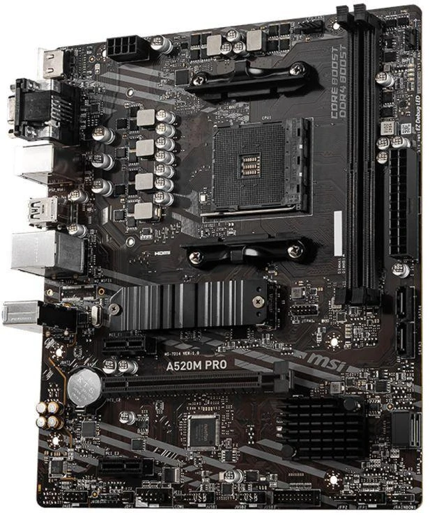 Pagrindinė plokštė MSI | A520M PRO | Processor family AMD | Processor socket AM4 | DDR4 | Atminties lizdai 2 | Chipset AMD A | Micro ATX