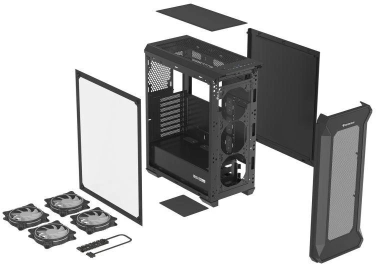 Ausinės NATEC Genesis Irid 505 ARGB NPC-1518 Korpusas (ATX, Micro ATX, Mini ITX; Juodas)
