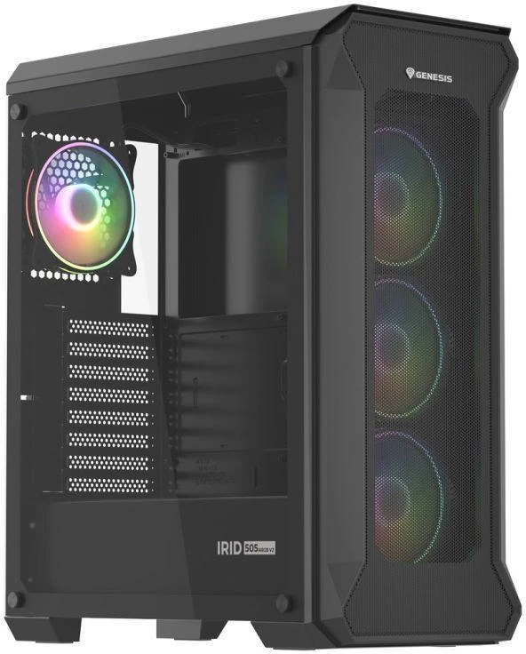 Ausinės NATEC Genesis Irid 505 ARGB NPC-1518 Korpusas (ATX, Micro ATX, Mini ITX; Juodas)