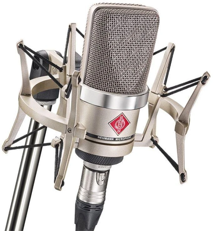 Neumann TLM 102 NI studijos rinkinys - didelės diafragmos kondensatorinis mikrofonas su amortizuojančiu laikikliu, nikeliuotas