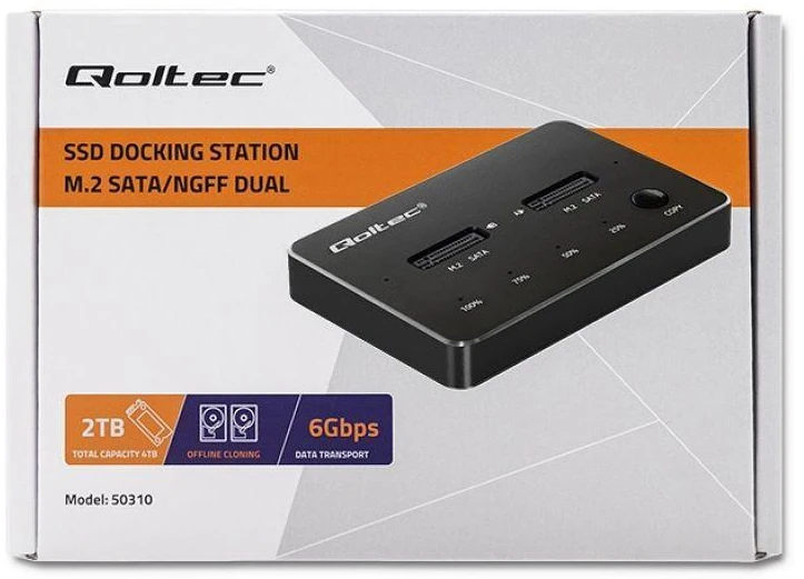 QOLTEC 50310 Drive Docking Station 2x SSD M.2 SATA / NGFF / USB Type C