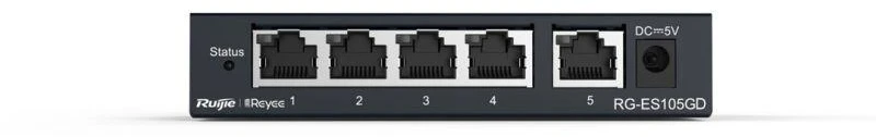 Ausinės Ruijie Networks RG-ES105GD tinklo komutatorius, nevaldomas, Gigabit Ethernet (10/100/1000), juodas