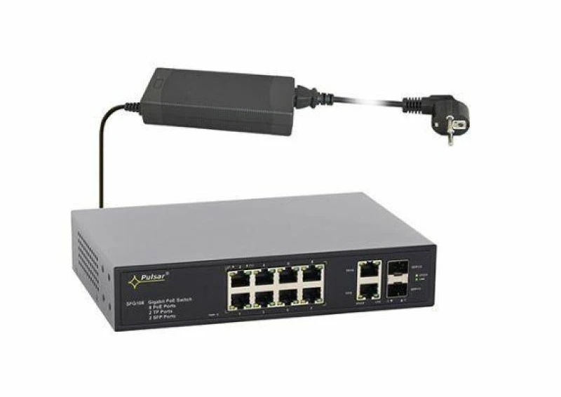 Šakotuvas SWITCH POE SFG-108 8 PRIEVADŲ SFP PULSAR
