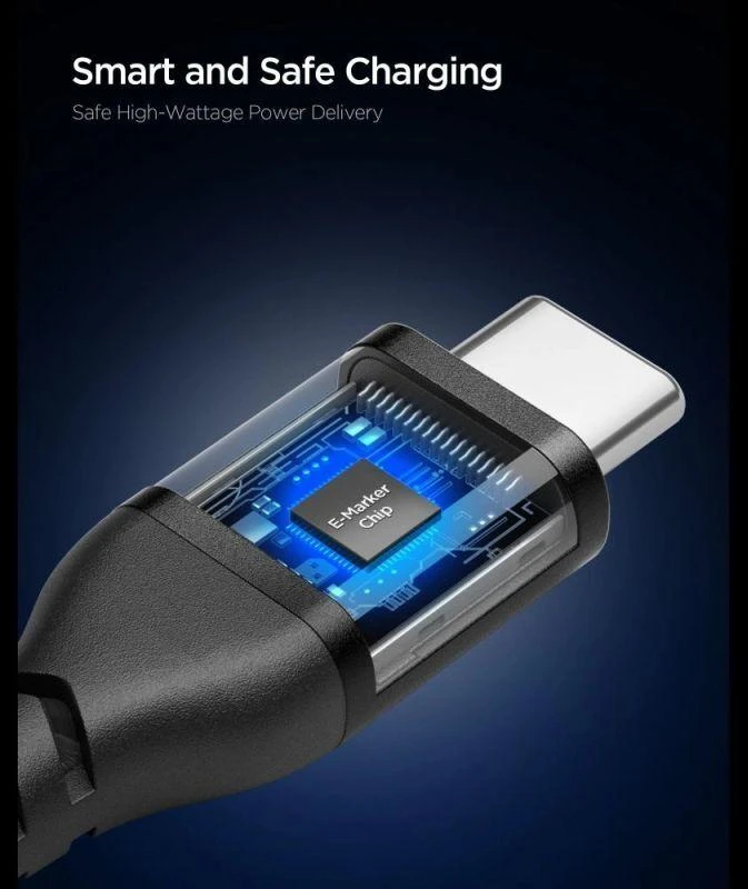 Spigen EB10010CCA Essential USB-C / USB-C 100W 100CM Cable - Juodas