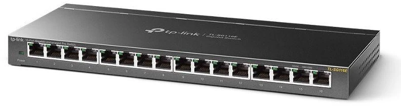 Ausinės TP-Link TL-SG116E nevaldomas L2 gigabitinis eterneto jungiklis (10/100/1000), juodas