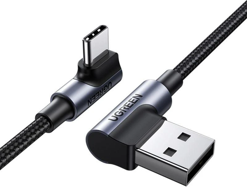 USB-C į USB-A 2.0 kampinis laidas UGREEN US176, 3A, 3m - Juodas