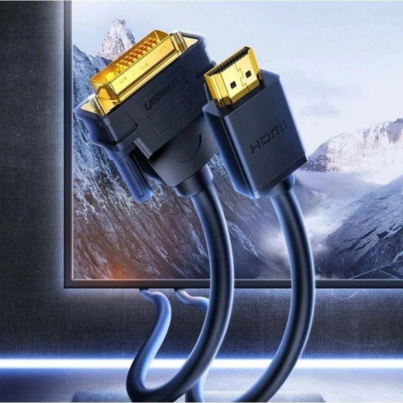Kabelis Ugreen HDMI-DVI (24+1) kištukai 1.5m dvikryptis (1080P@60Hz) juodas HD106