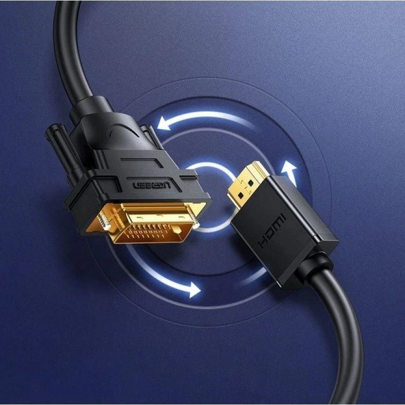Kabelis Ugreen HDMI-DVI (24+1) kištukai 1.5m dvikryptis (1080P@60Hz) juodas HD106