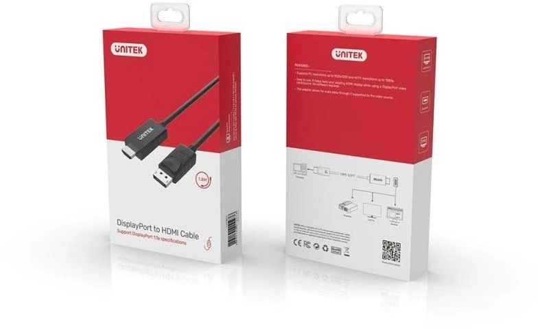 UNITEK Y-5118CA Unitek kabelis DisplayPort prie HDMI 1.8m Y-5118CA