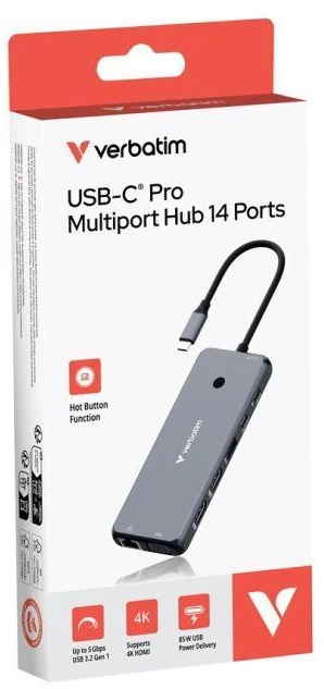 Verbatim CMH-14 C tipo USB 5000 Mbit/ai Sidabras