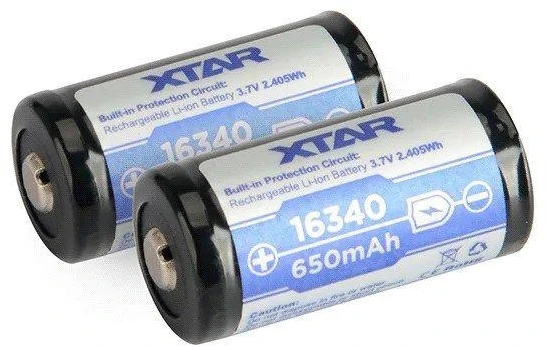 Xtar 650mAh 3,7V 16340 CR123 akumuliatorius su PCB