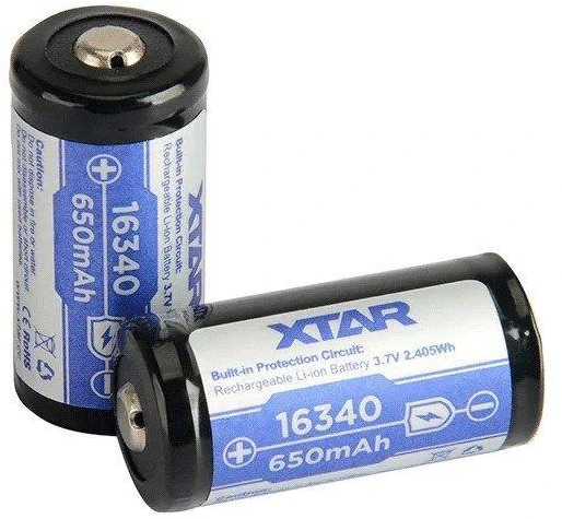 Xtar 650mAh 3,7V 16340 CR123 akumuliatorius su PCB