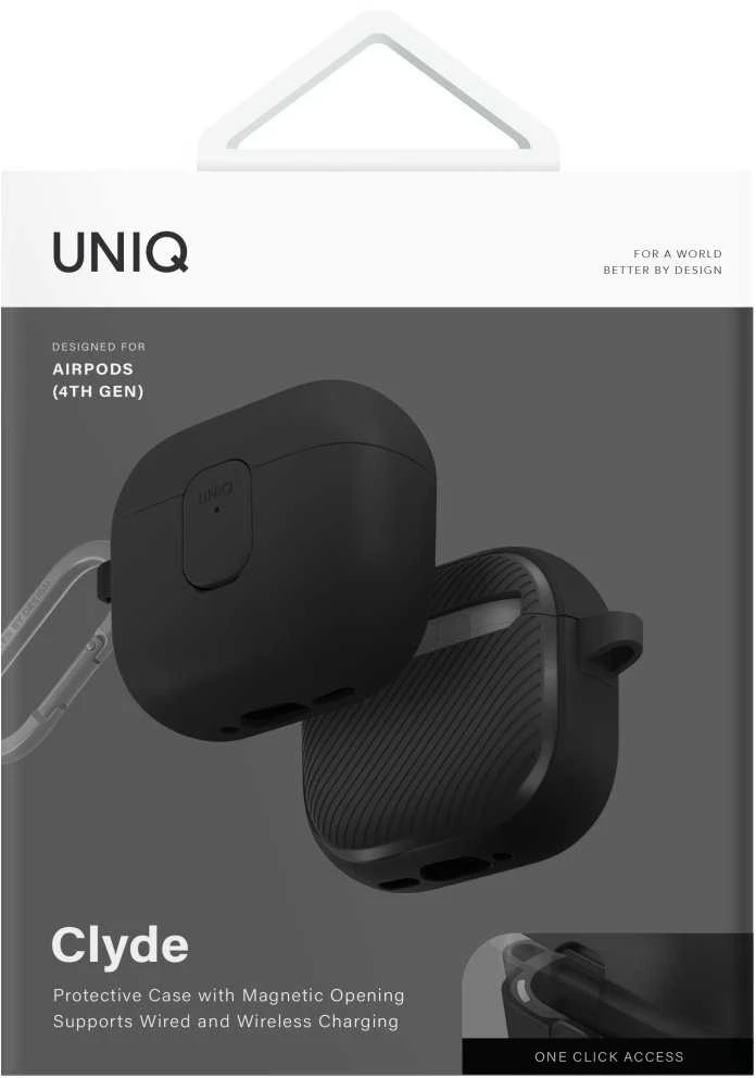 Dėklas UNIQ Clyde skirtas AirPods 4 Lock Dėklas juodos spalvos