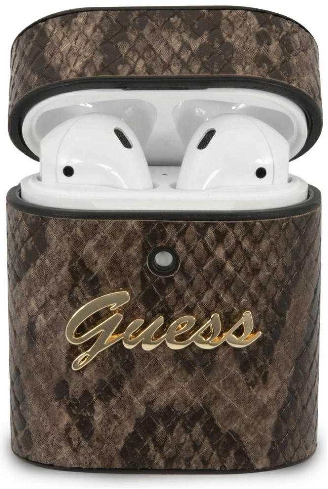 „Guess GUACA2PUSNSMLBR“ „AirPods 1/2“ dėklas, ruda/ruda, Python kolekcija