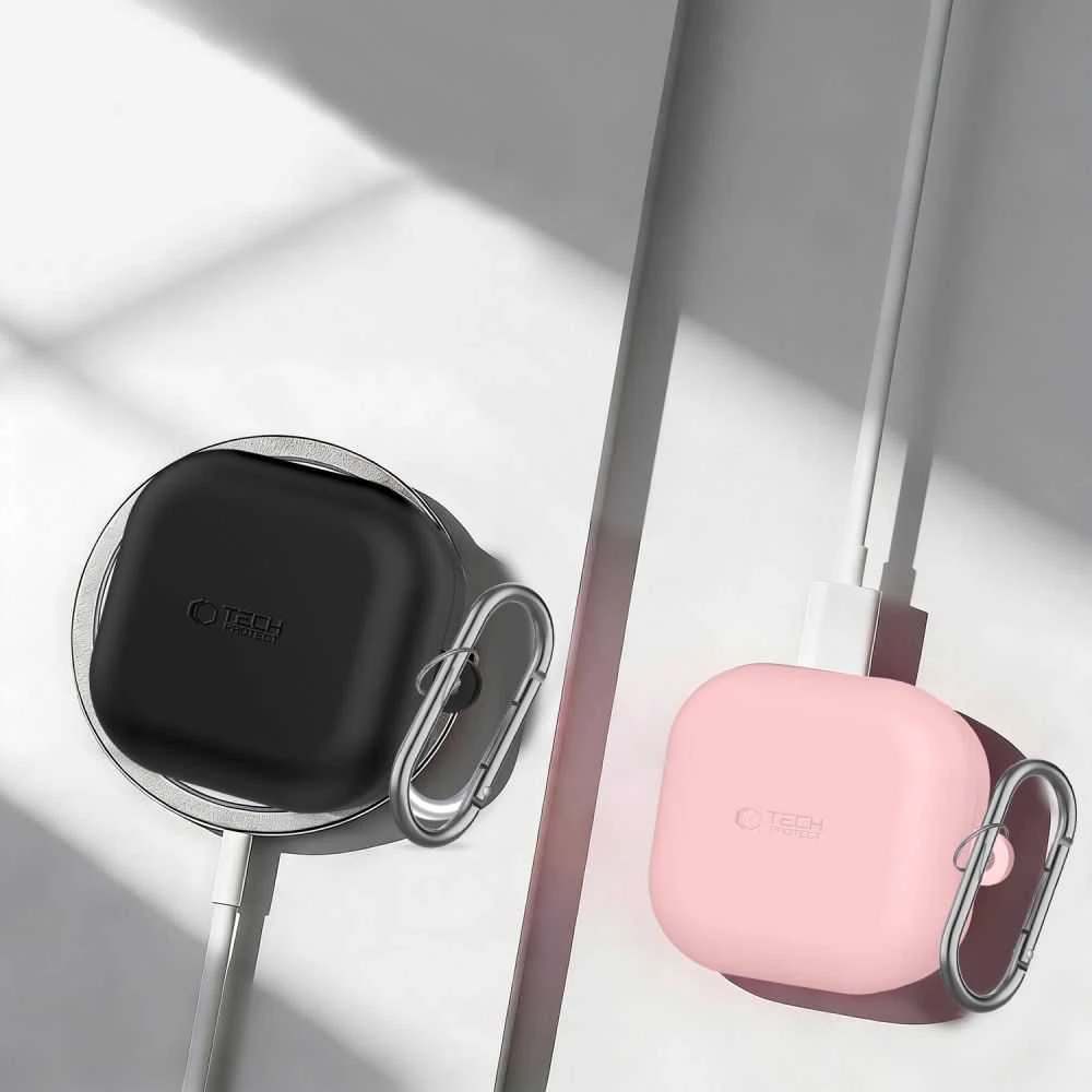 Dėklas Tech-Protect Silicone Hook Samsung Galaxy Buds 4 / 4 Pro Dusty Rožinė