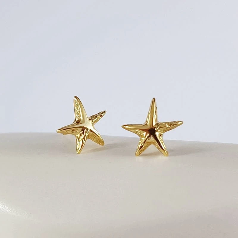 Sidabriniai auskarai Starfish Gold