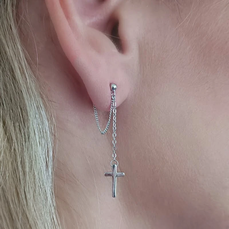 Sidabriniai auskarai Crosschain