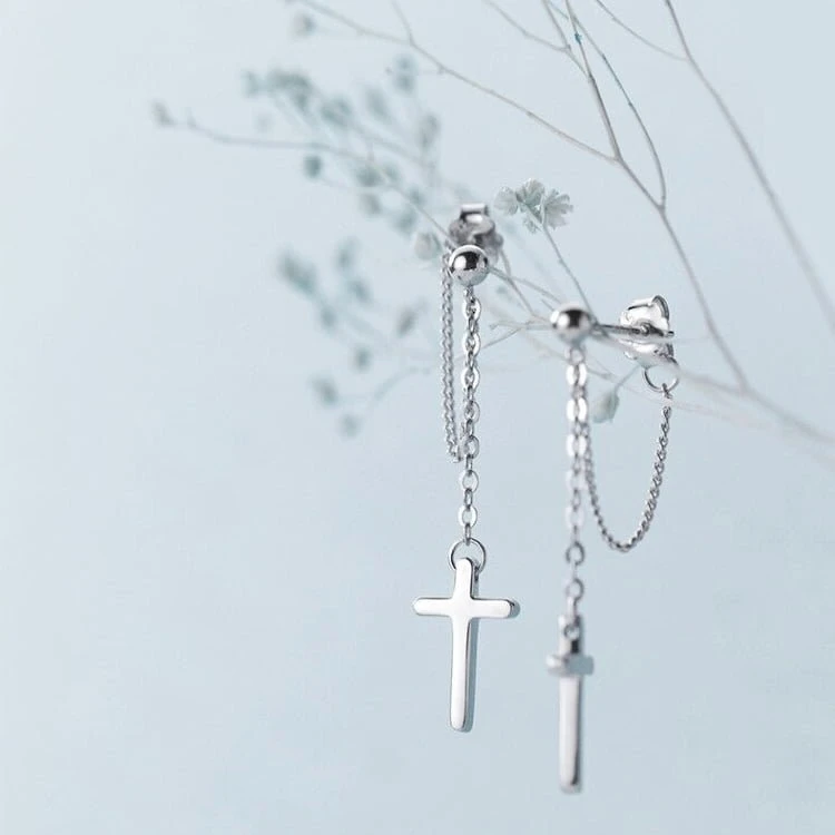 Sidabriniai auskarai Crosschain
