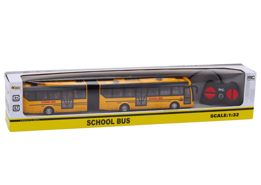 Nuotoliniu būdu valdomas mokyklinis autobusas Lean Toys, geltonas, 37x5x4 cm