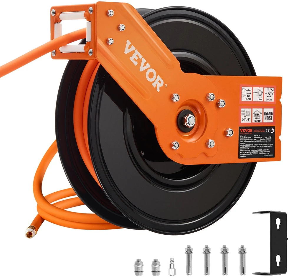 VEVOR Ištraukiama oro žarna su rite, 15 m, 300 PSI