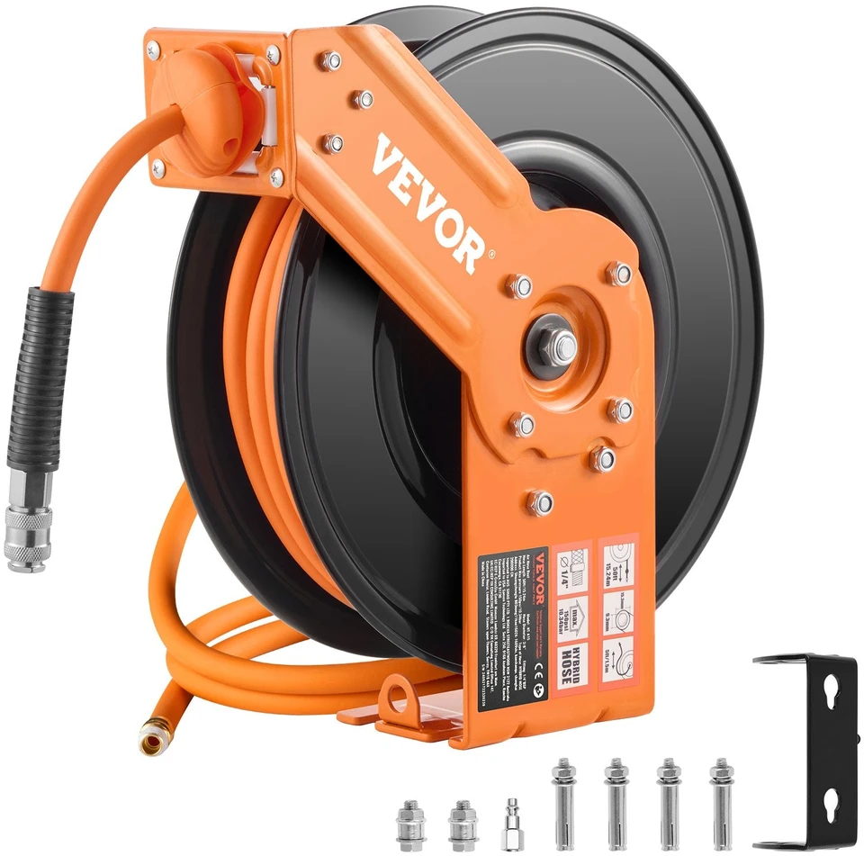 VEVOR Ištraukiama oro žarna su rite, 15 m, 300 PSI