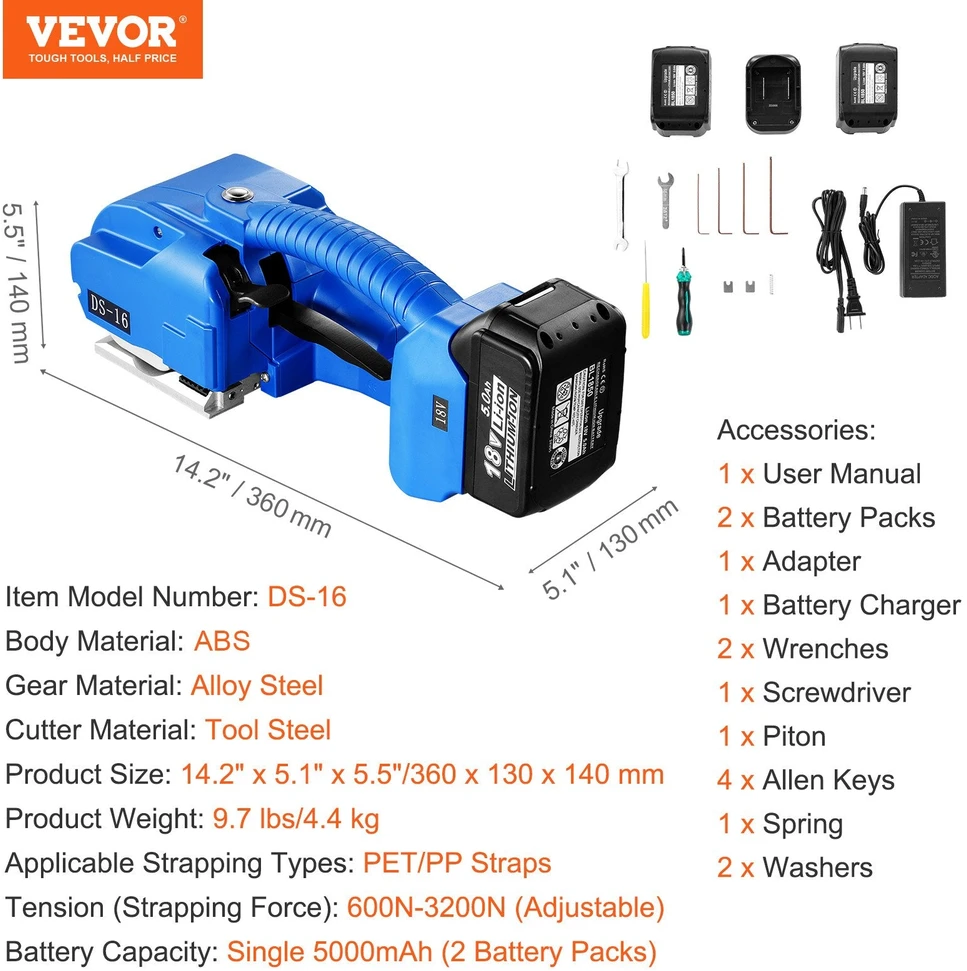 VEVOR Automatinis dirželių užrišimo įrankis PP/PET diržams