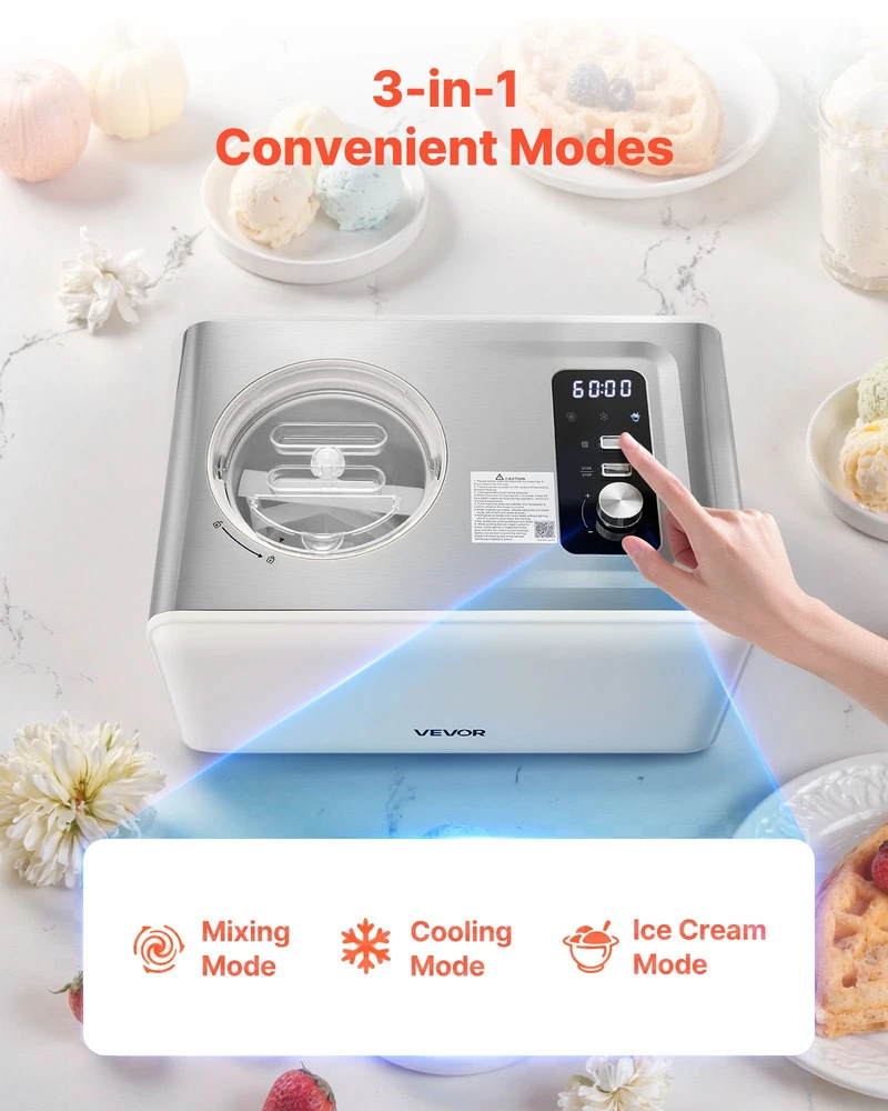 VEVOR 2 litrų automatinis ledų gamintojas su kompresoriumi