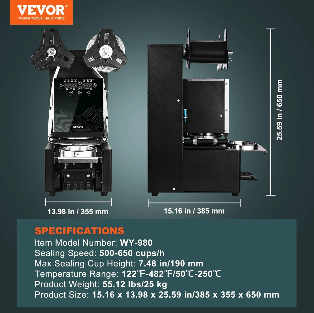 VEVOR Automatinis puodelių sandarinimo aparatas