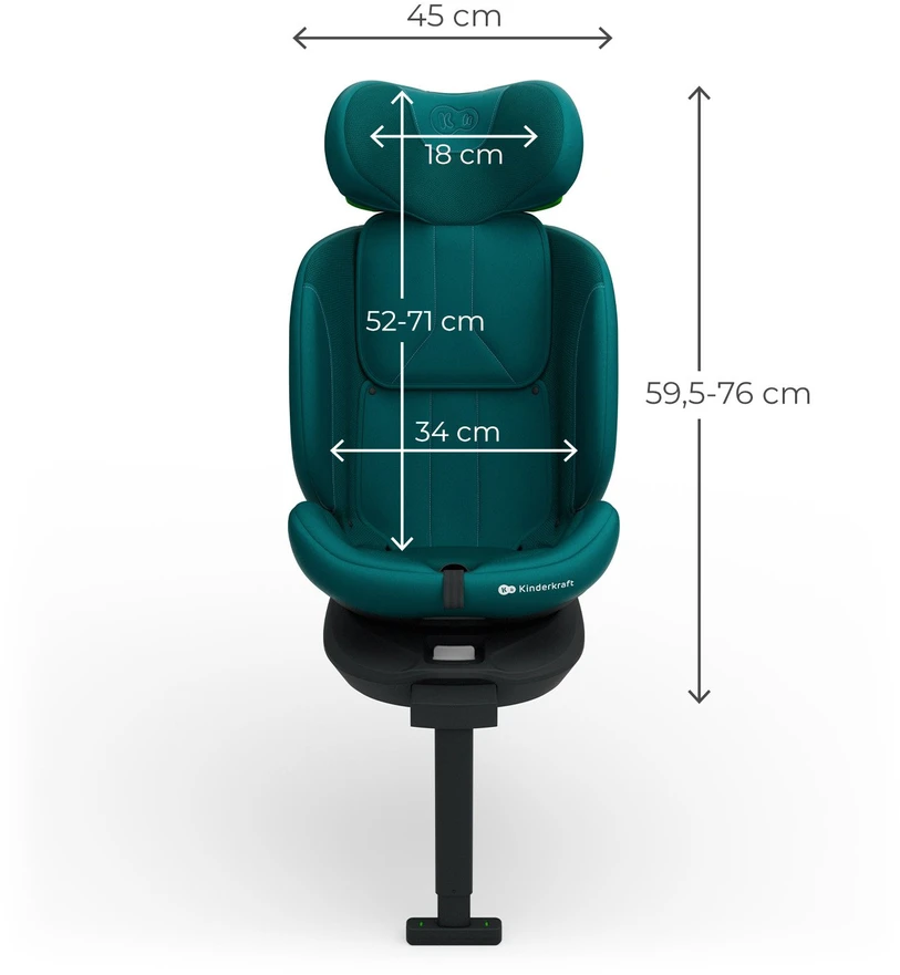 Automobilinė kėdutė Kinderkraft I-360 2 Plus, 40–150 cm, žalia